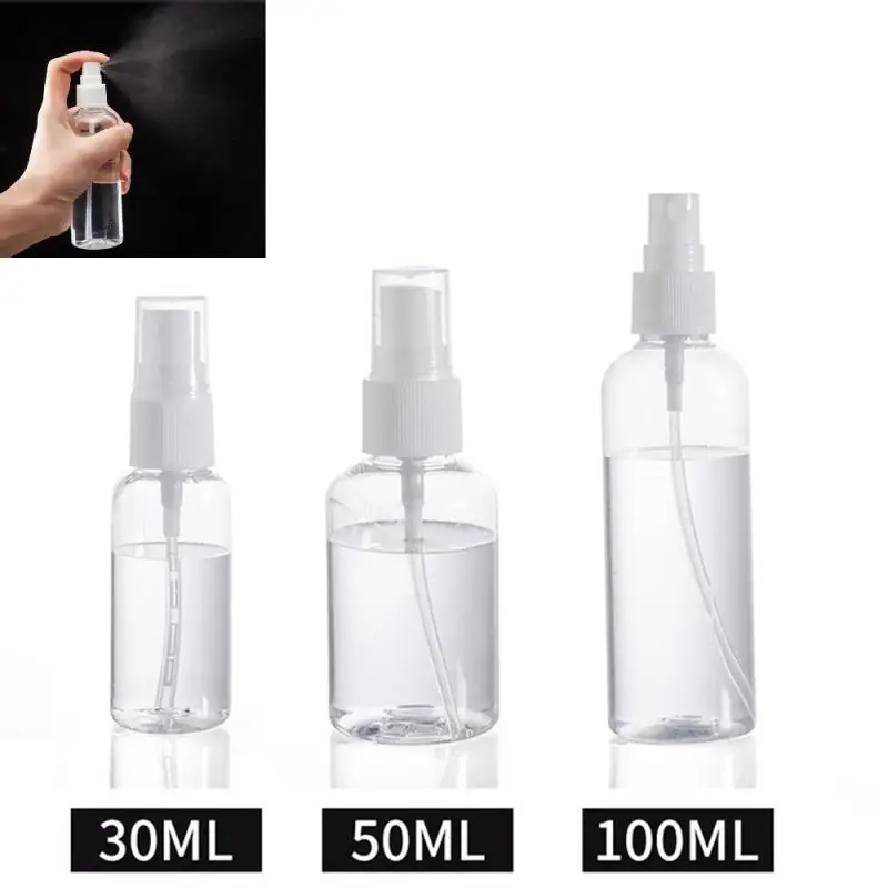 100ml/50ml/30ml Transparent Empty Plastic Spray Bottles Refillable Bottle Atomizer Container Travel Outdoor Random Color-animated-img