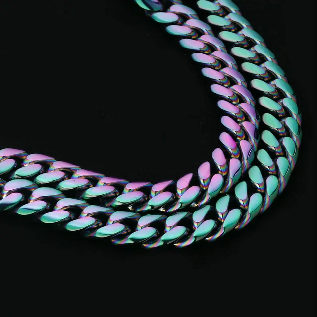Rainbow Miami Cuban Link Chain hiphop 