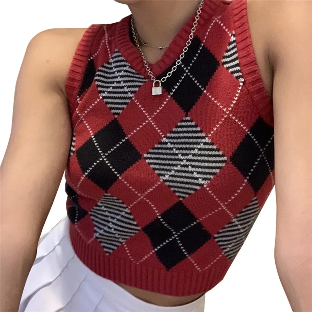 sleeveless argyle jumper