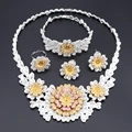 Fashion Statement Jewelry Set Brand Dubai Gold-color Flower Shaped Necklace Set Nigerian Wedding Woman Accessories Jewelry Set preview-2