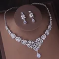 Gorgeous Silver Color Crystal Bridal Jewelry Sets Fashion Tiaras Crown Earrings Choker Necklace Women Wedding Dress Jewelry Set preview-5