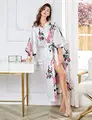 Plus Size XXXL Chinese Women Long Robe Print Flower Peacock Kimono Bathrobe Gown Bride Bridesmaid Wedding Robes Sexy Sleepwear preview-4