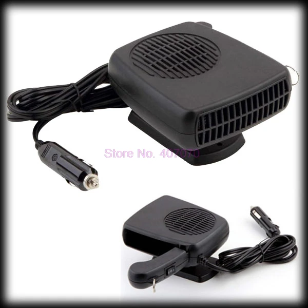 by dhl or ems 100pcs 2 in 1 Hot & Cold 12V Car Auto Vehicle Portable Ceramic Heater Heating Cooling Fan Defroster Black-animated-img