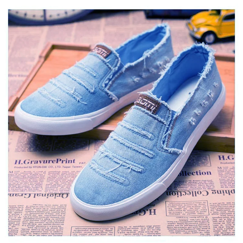 blue denim loafers