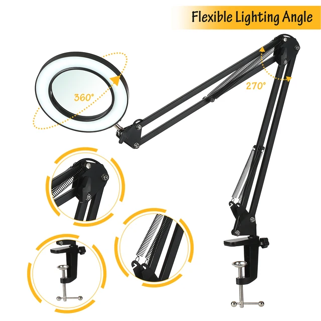 Αγορά Όργανα μέτρησης και ανάλυσης  Tomshine Flexible Clamp-on Table Lamp  8x Magnifying glass Swing Arm Dimmable LEDs Desk Light Illuminated  Magnifier 3 Colors