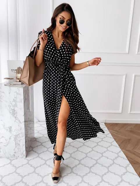 black polka dot maxi