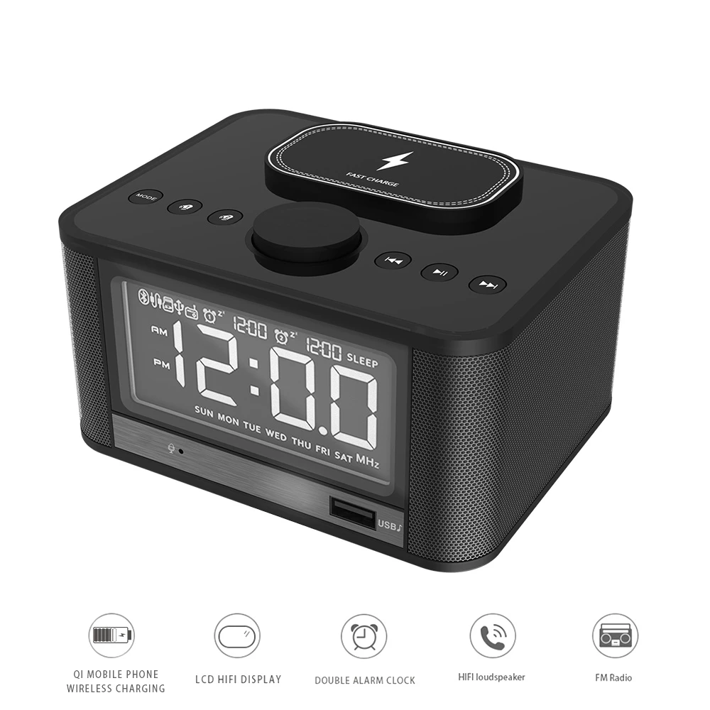 bluetooth speaker with fm radio and clock