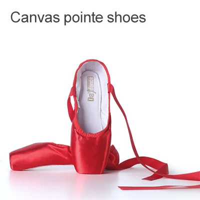 red canvas ballet shoes