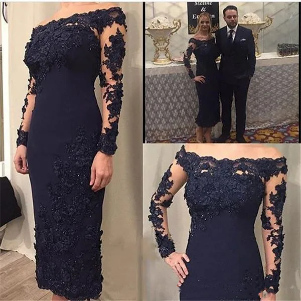 Dark Navy Blue Lace Short Mother of the 