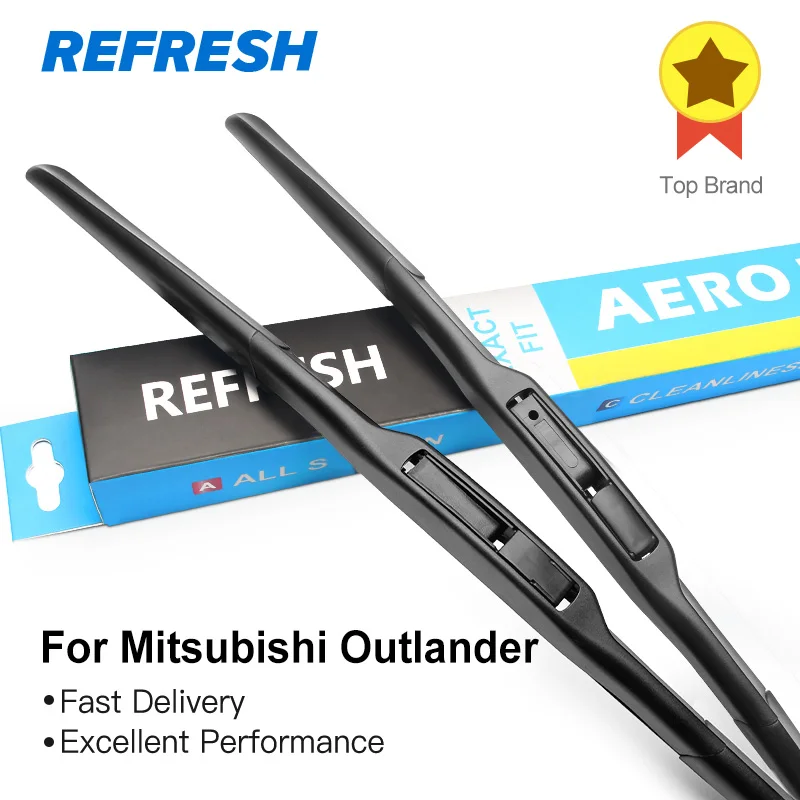 REFRESH Windscreen Hybrid Wiper Blades for Mitsubishi Outlander Fit Hook Arms Model Year From 2003 to 2022-animated-img