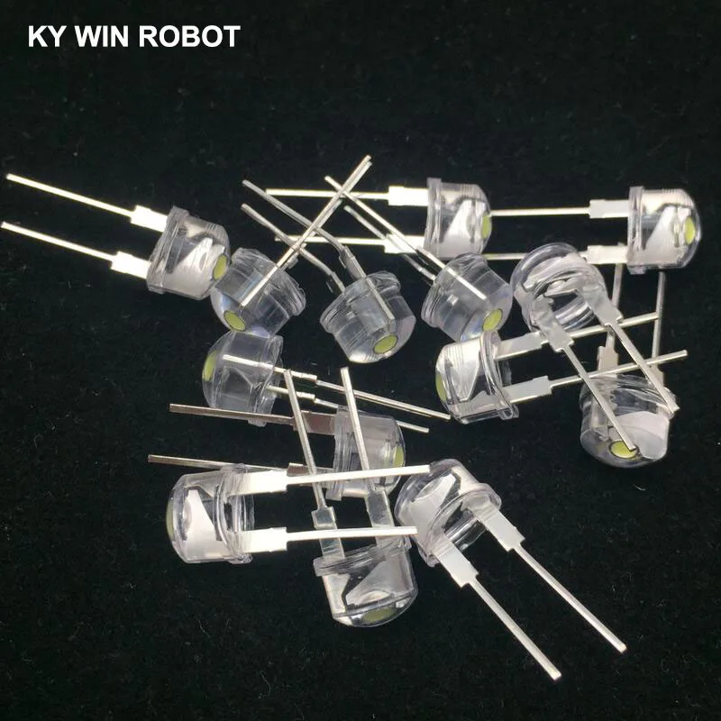 קנו רכיבים פעילים | 20PCS 8mm Straw Hat LED Diode Ultra Bright White 0.25W  0.5W 0.75W F8 Power 0.5W Light Emitting Diode Red Yellow Green Blue Pink