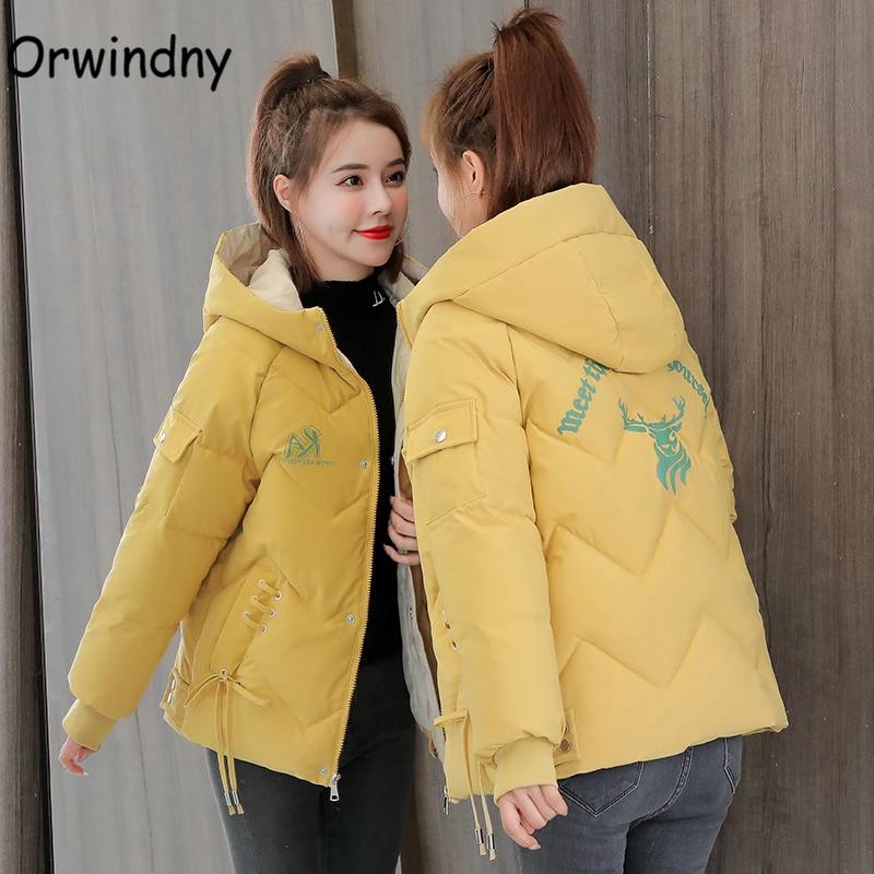 Short Winter Coat Women Fashion Letter 