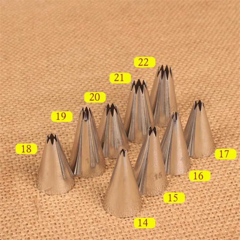 9Pcs/Set Open Star Cream Piping Nozzles Cake Decorating Metal Pastry Bag Tips Tool Icing Tips Tube Mold Tools-animated-img