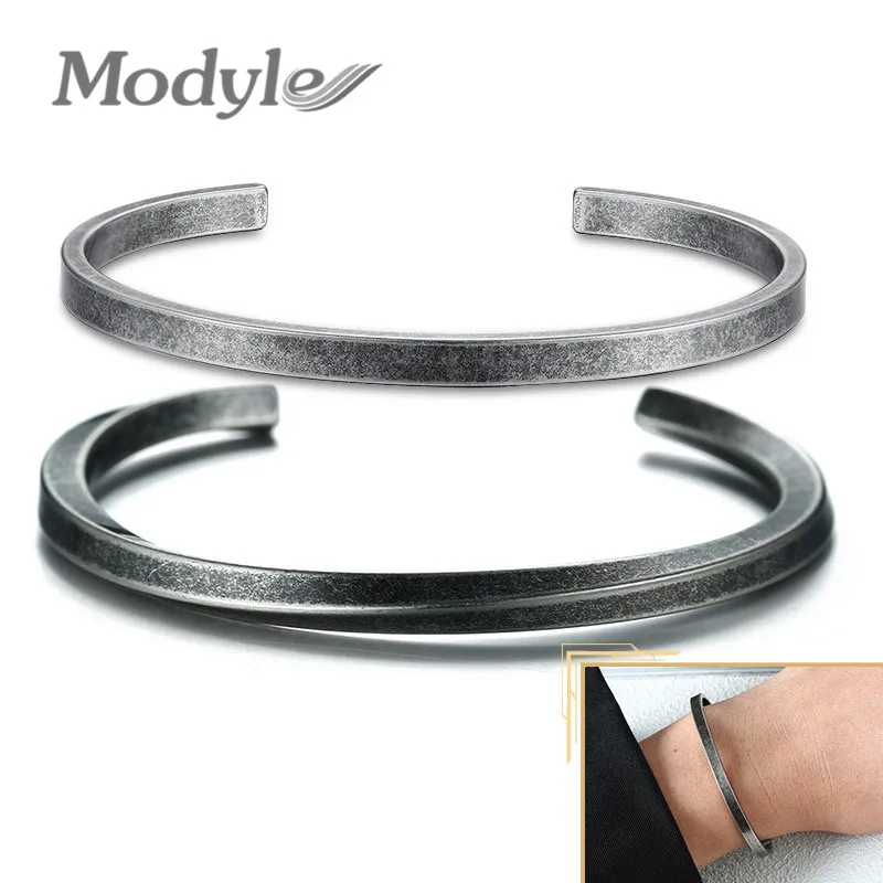 Modyle Vintage Viking Cuff Bracelets Bangles for Men Women Simple Classic Pulseras hombre Stainless Steel Male Jewelry-animated-img