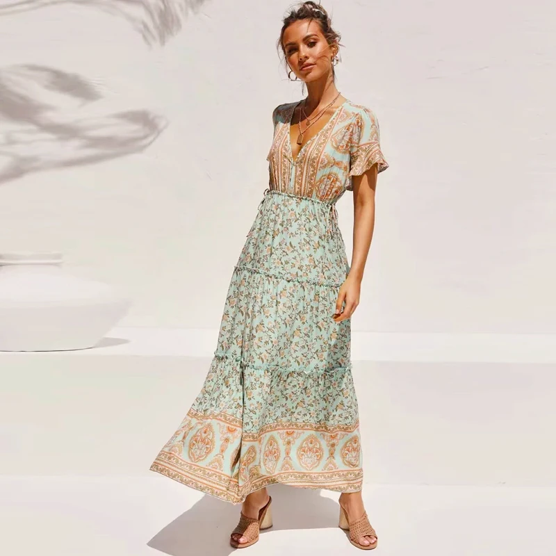 TEELYNN Ruffle Sleeve Maxi Dress women 