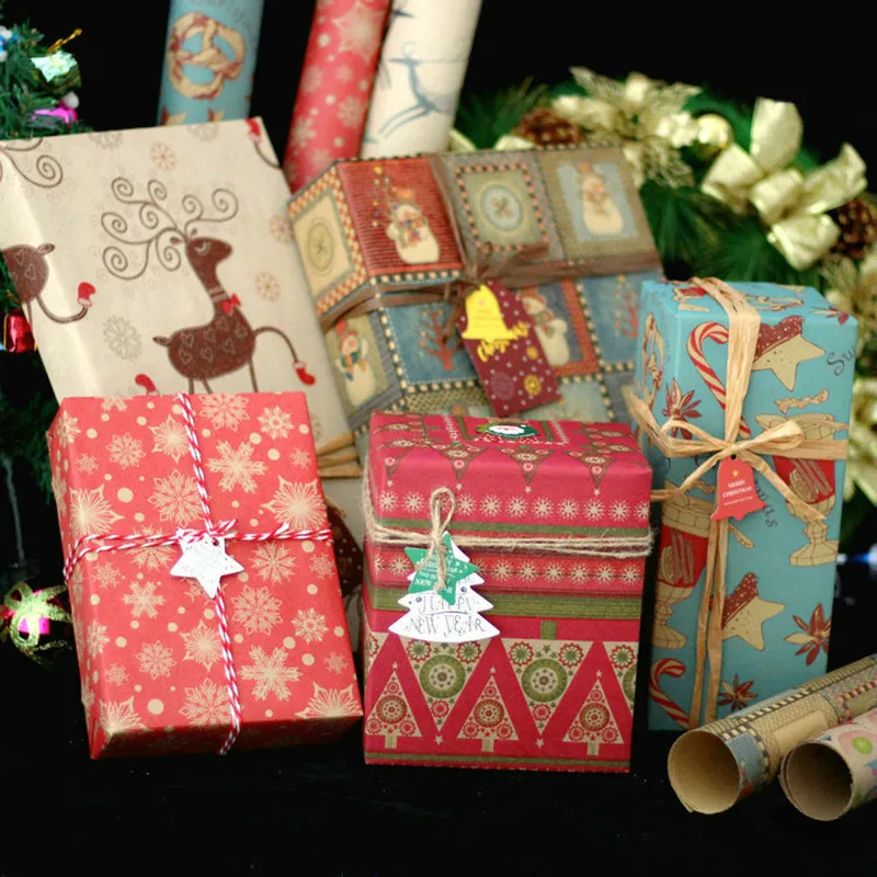 10Sheets 50*66CM Christmas Tissue Paper Craft Paper Floral Christmas Gift  Flowers Wrapping Paper Home Decoration Party Supplies