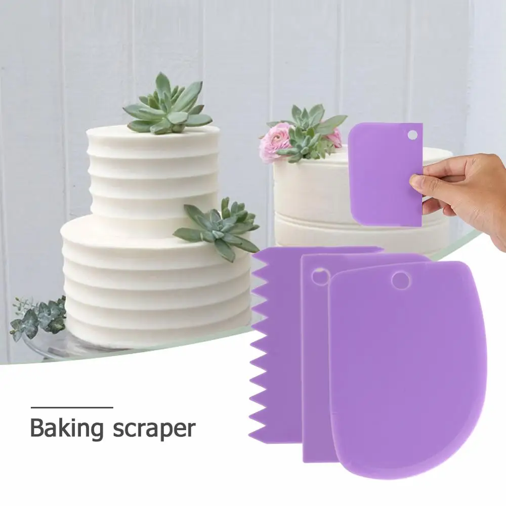 Set of 3 Plastic Cake Scrapers Set of 2 Silicone Bowl Scraper