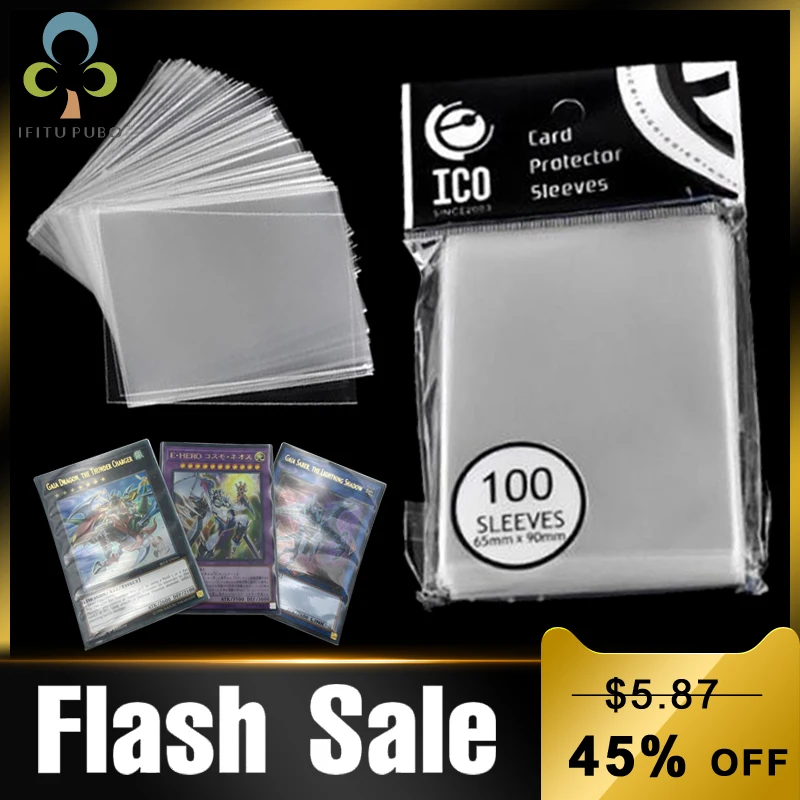 100pcs/lot Clear Card Sleeve Perfect Fit Card Sleeve Card Protector Perfect  Size Magic PKM Yugioh Inner Card Sleeves NO PVC