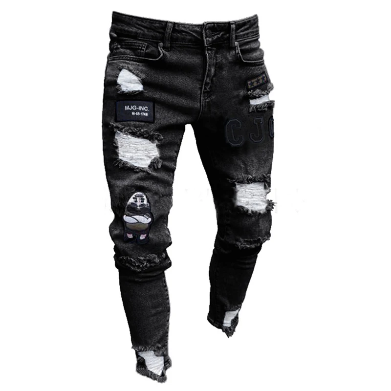 New Fashion Men Ripped Skinny Biker 