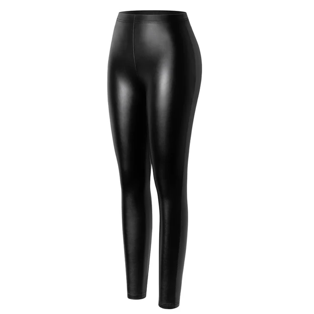 Fashion Women PU Leather Black Pants 
