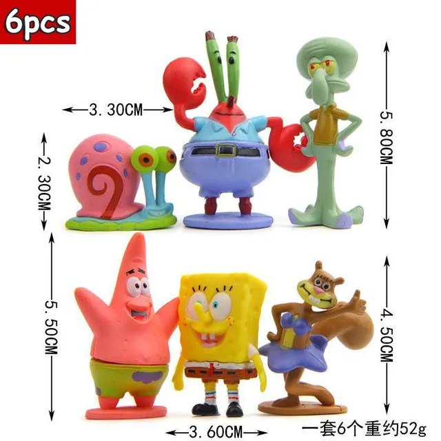 Proion Animation Kawaii Spongebob Patrick Star Model Action Figure Toys Doll Cartoon Sponge Bob Cake Decoration Toys Children Gift