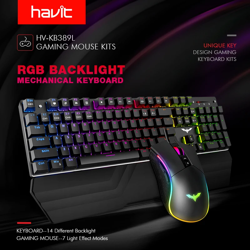 havit wired rgb mechanical gaming keyboard and mouse