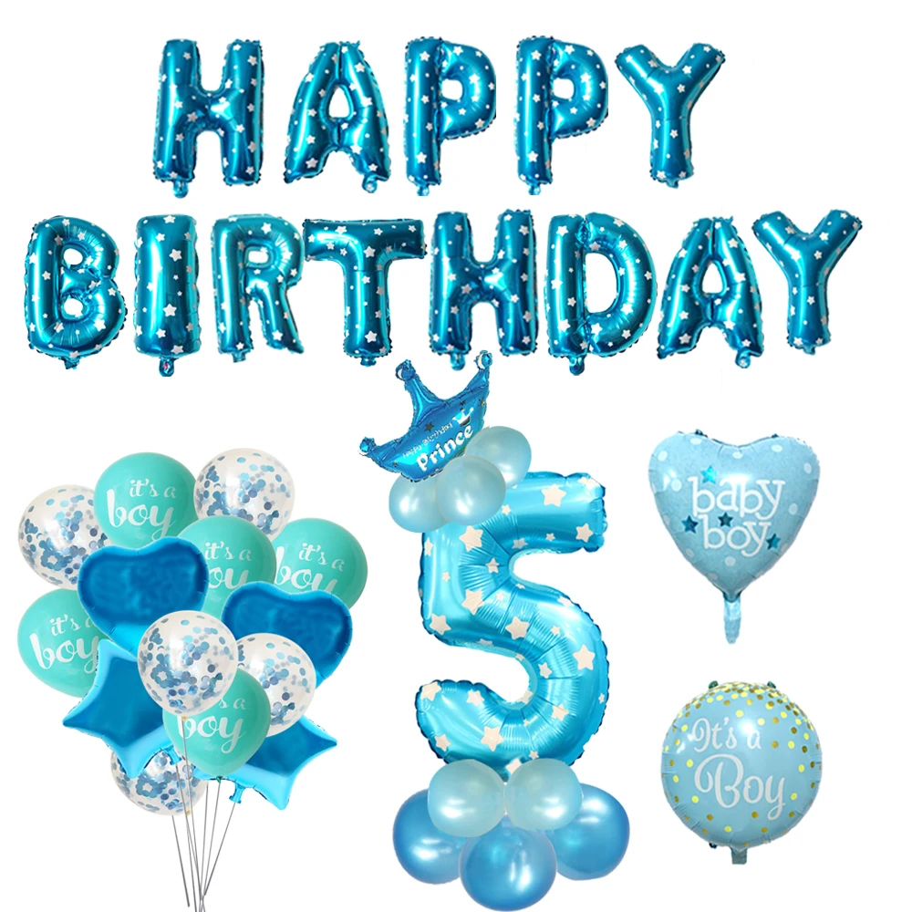 Happy Birthday For 5 Year Old Boy Acquistare Fiori E Decorazioni | Chicinlife Boy Girl 5 Years Old Birthday  Balloon Happy Birthday Balloons Birthday Hat Kids 5Th Birthday Party  Decoration