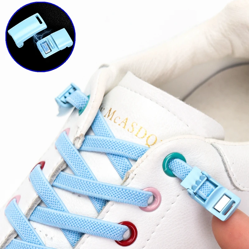 Multicolor Magnetic Lock Laces Sneakers Shoelaces Elastic No Tie Shoelace Kids Adult Quick Tieless Shoe Lace Fits All Shoes Size preview-7
