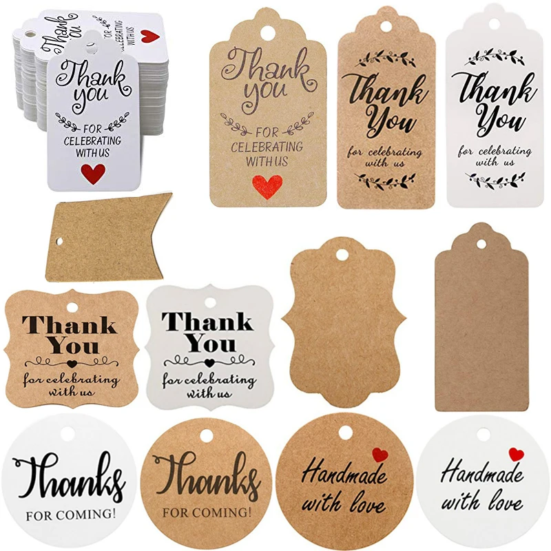 100pcs Kraft Paper Gift Tags FOR YOU For Celebrating Labels Handmade For  Wedding Party Decoration Packaging