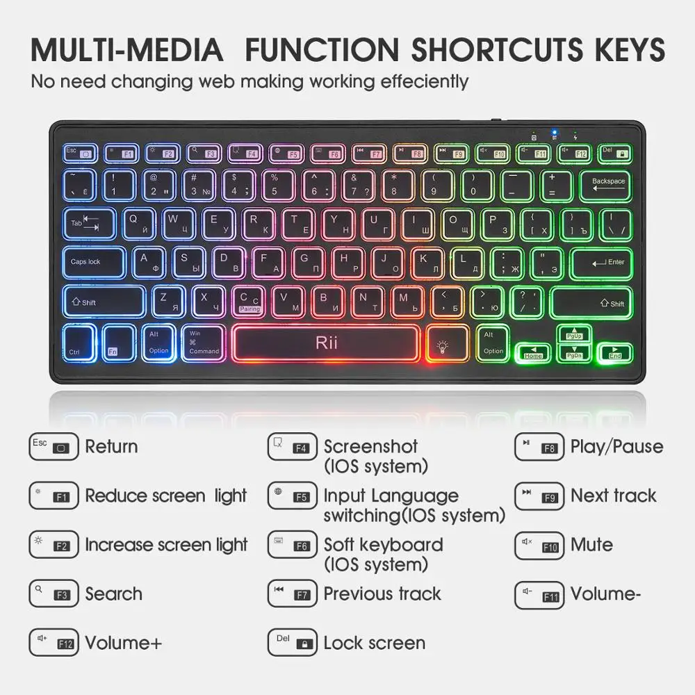 bluetooth rainbow keyboard