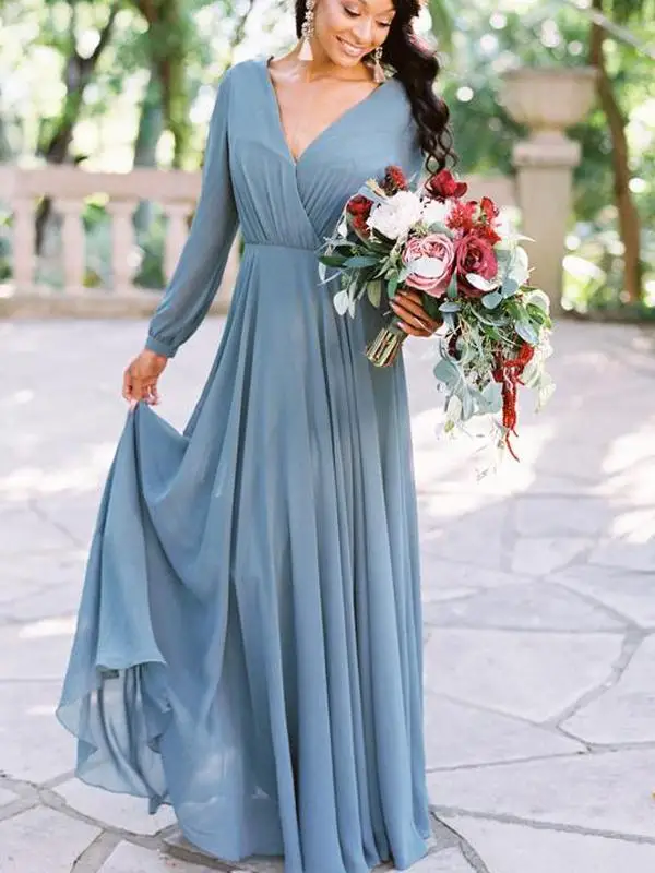 V-neck Wedding Guest Dress Vestido De 