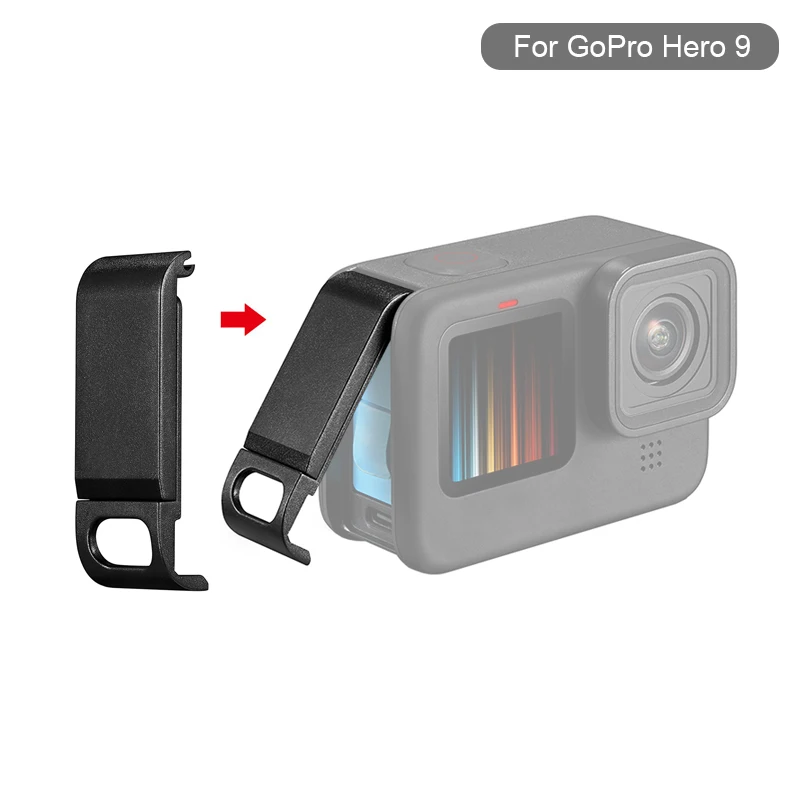 Agora Kamera For Gopro 9 Battery Side Cover Lid Removable Easy Type C Charging Cover Port For Go Pro Hero 9 Black Action Camera Accessories