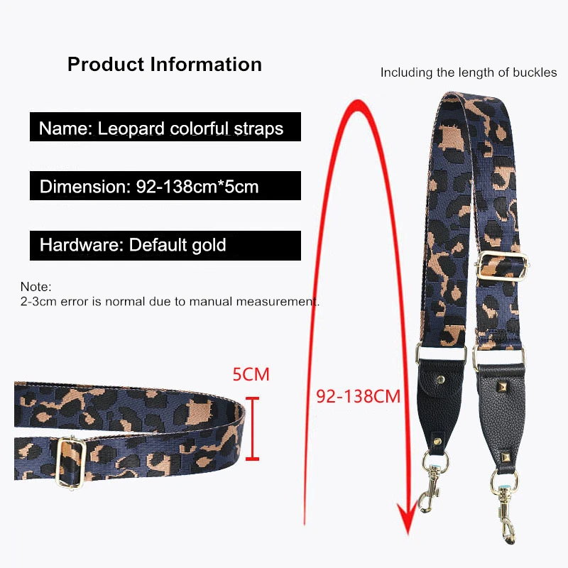 High Quality 5cm Wide Purse Strap Replacement Crossbody Leopard