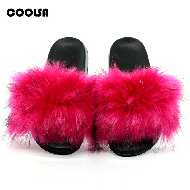 fake fur slippers