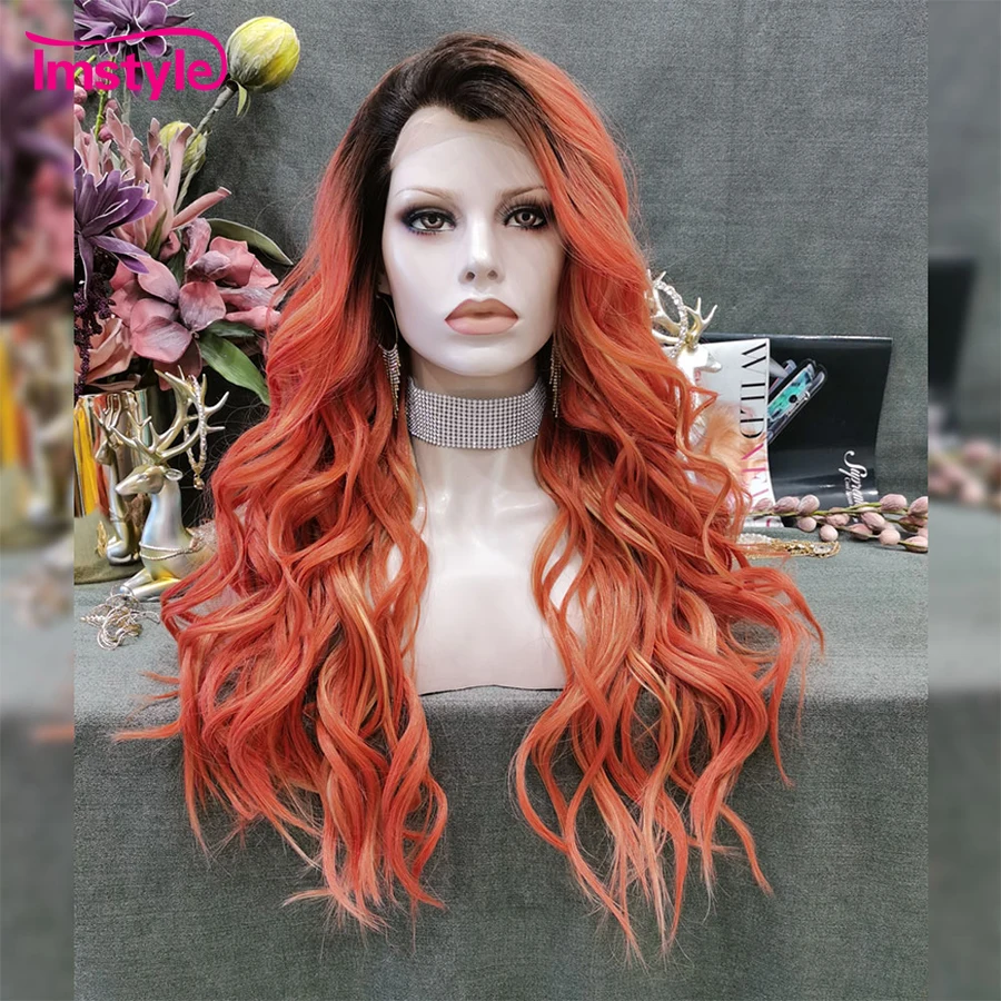 long wavy orange wig