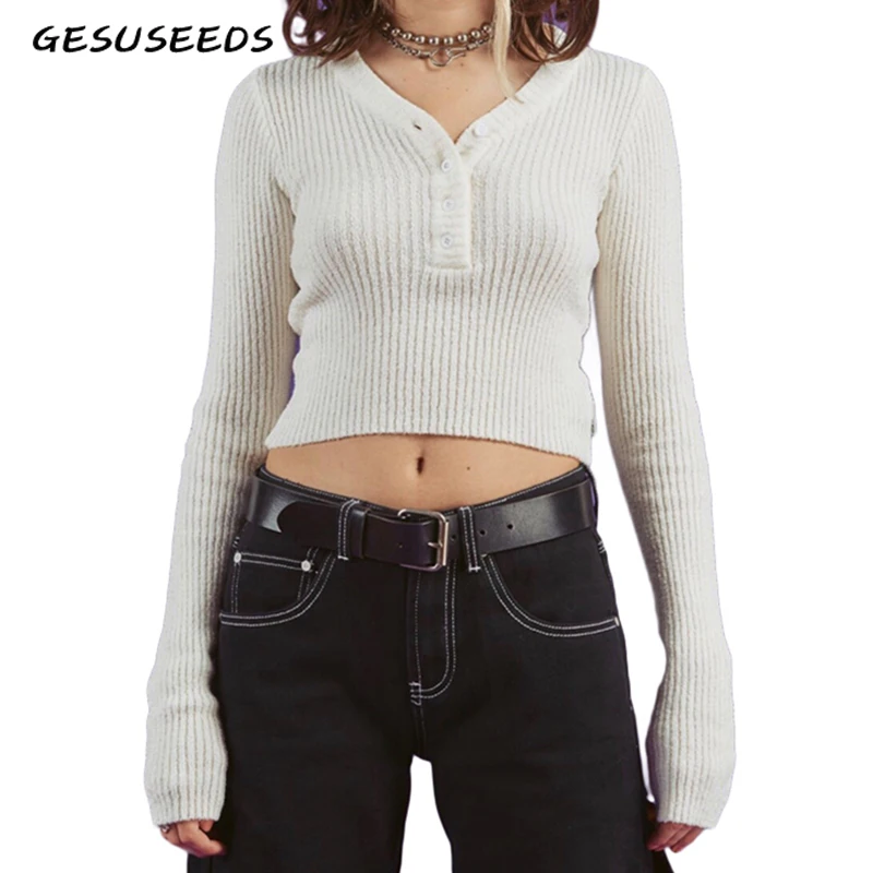 Fall crop sweater women long sleeve 