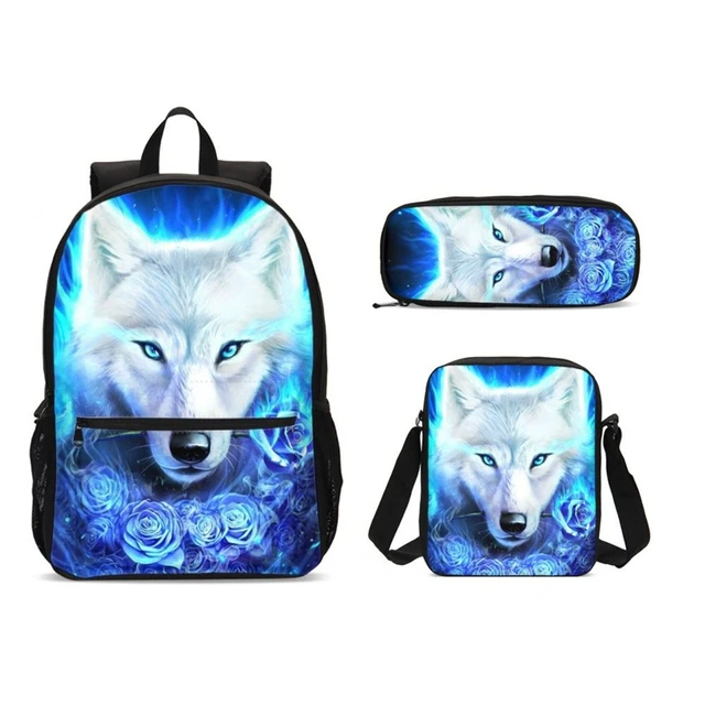 blue school book bag