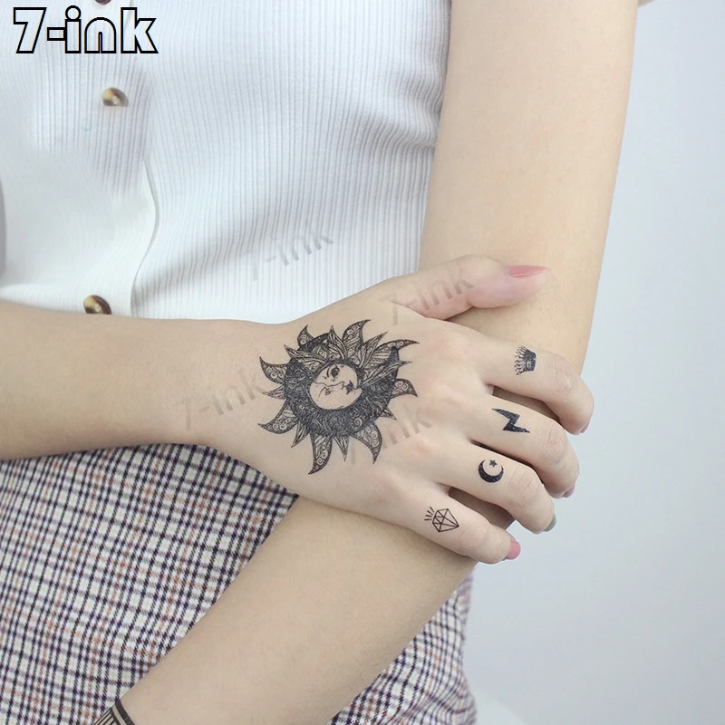 Agora Tatoyaz Waterproof Temporary Tattoo Sticker India Pattern Sun Moon Face Tatto Water Transfer Fake Tatoo For Kids Adults