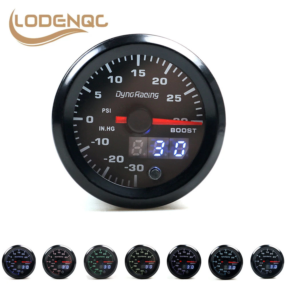 Lodenqc Car Meter Turbo Boost gauge 2'' 52mm Dual Display  PSI 7 colors Led Boost meter with Stepper Motor-animated-img