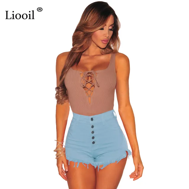 red denim high waisted shorts