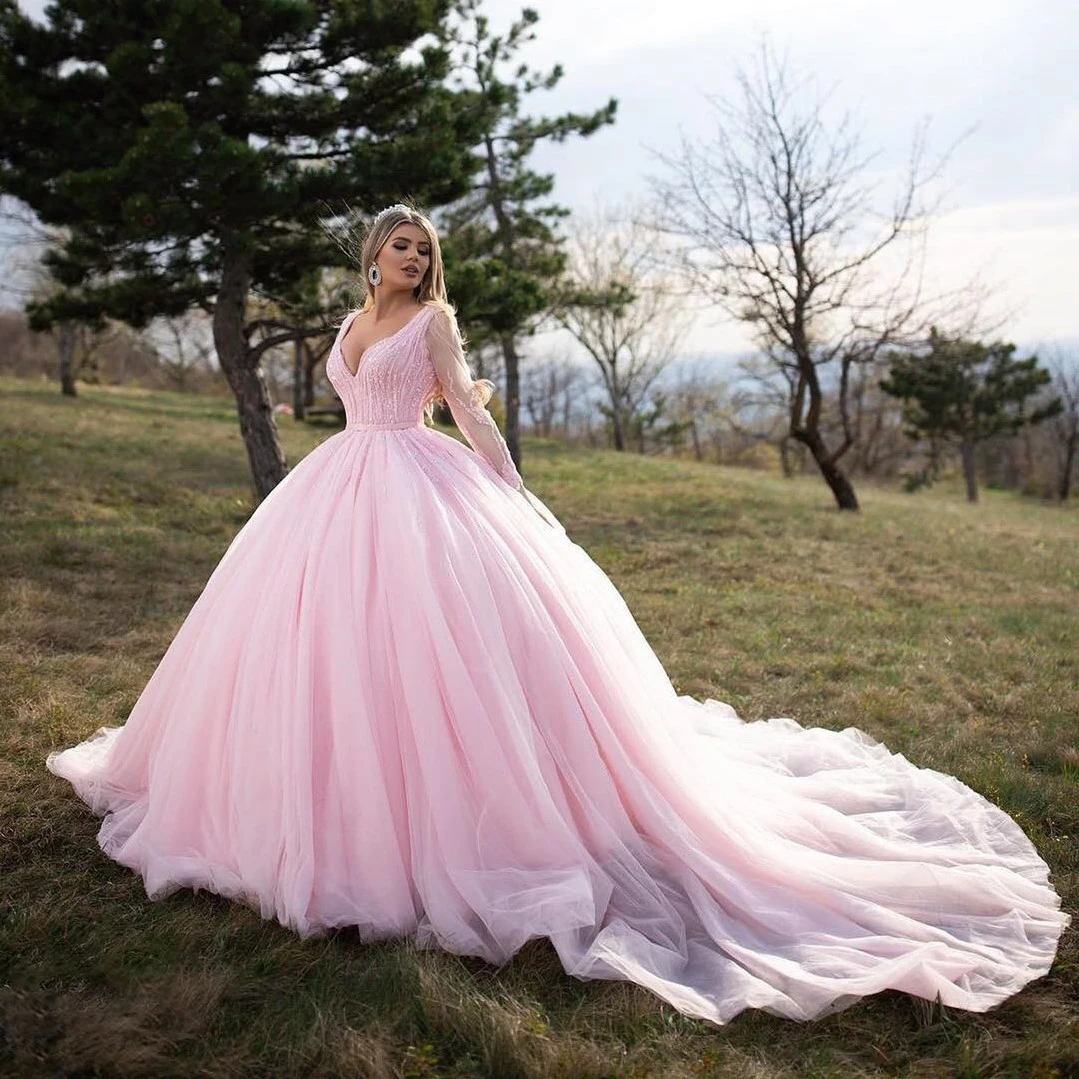 Ball Gown Quinceanera Dress Pink Long 