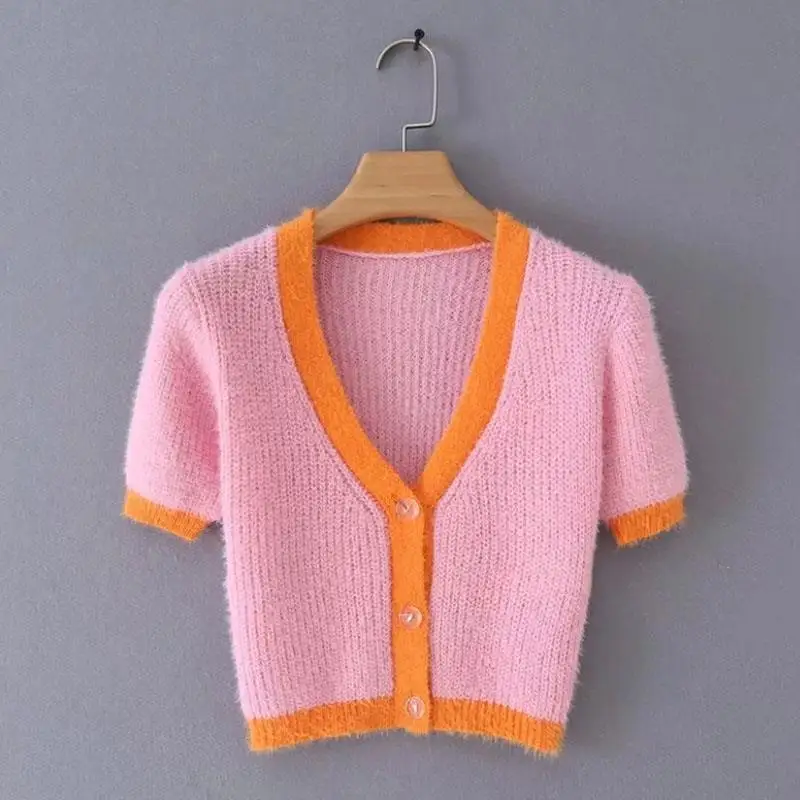 Pink cardigan womens sweaters korean 