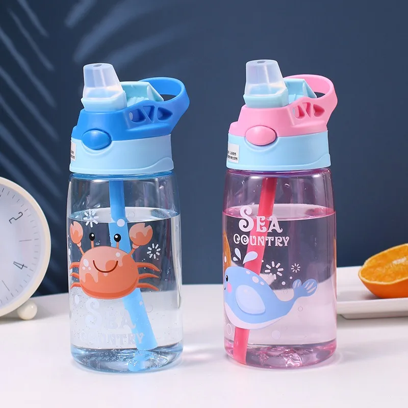 Kids Water Sippy Cup Creative Cartoon Baby Feeding Cups With Straw