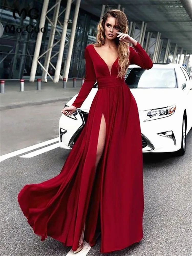 Front Slit Prom Gown Formal Evening 