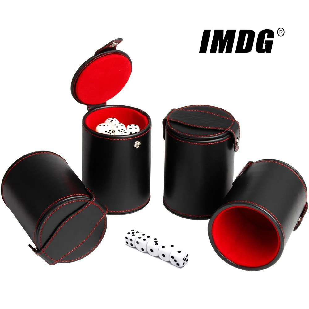 Купить Развлечение Double layer Dice Cups New Black PU Leather Red