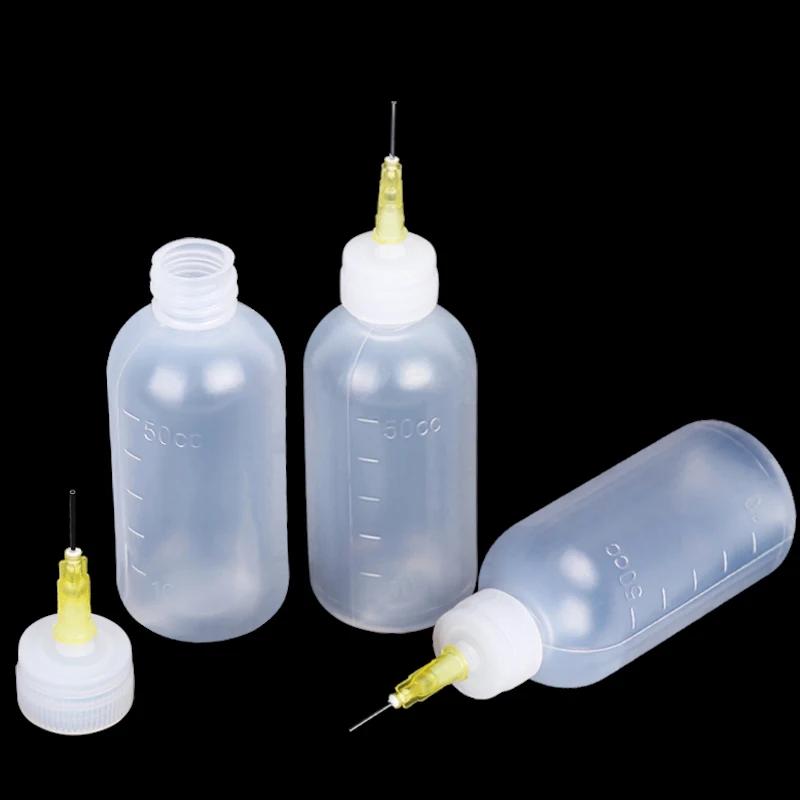 Needle Tip Glue Bottle,Squeeze Plastic Bottle Dispensing Needle Childproof  Cap,Needle Tip Bottles Liquid Flux Dispenser