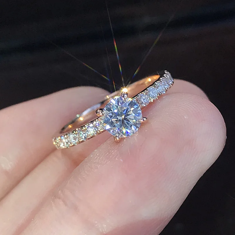 14k rose gold moissanite diamond engagement ring