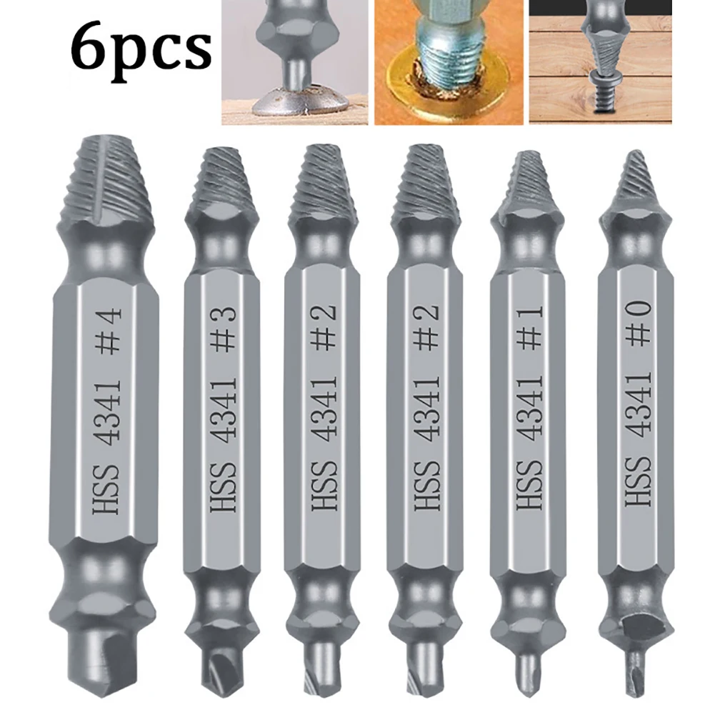 6pcs Damaged Screw Extractor Drill Bits 