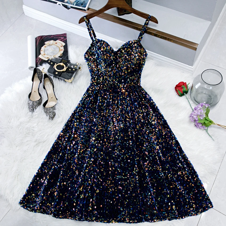 Stop by to know naked coin Αγορά Βραδινά φορέματα | Shiny Sequined Navy Blue Short Cocktail Prom  Dresses Vestidos De Gala 2022 Women Robe Party Graduation Gowns Homecoming  Dress