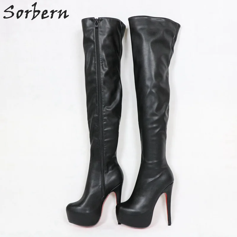Sorbern Black Over the Knee Boots High 